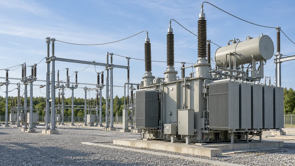Contextual electrical substation with transformers and switching equipment
